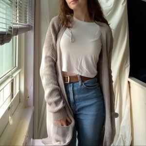 Grey cozy long knit cardigan